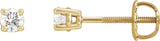 14K Gold Natural Diamond Round 4-Prong Stud Earrings – 2.8-6.3mm Stones - Yellow Gold