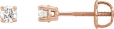 14K Gold Natural Diamond Round 4-Prong Stud Earrings – 2.8-6.3mm Stones - Rose Gold