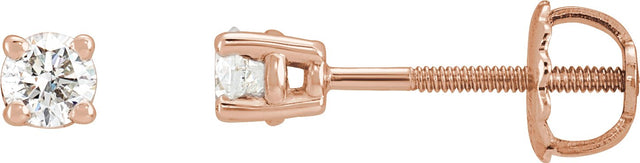 14K Gold Natural Diamond Round 4-Prong Stud Earrings – 2.8-6.3mm Stones - Rose Gold