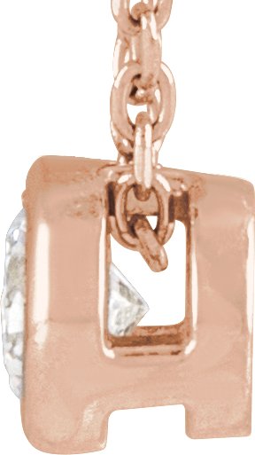 14K Gold Round Natural Diamond Solitaire Bezel-Set Necklace - Rose Gold - view 2