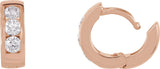 14K Gold Round Lab-Grown Diamond Hinged Hoop Earrings - Rose Gold - view 3