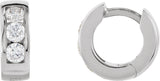 14K Gold Round Natural Diamond Hinged Hoop Earrings – 2-2.5mm Stones - White Gold