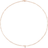14K Gold Marquise Natural Diamond Micro Bezel-Set Necklace - Rose Gold