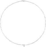 14K Gold Marquise Natural Diamond Micro Bezel-Set Necklace - White Gold