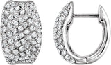 14K Gold Round Natural Diamond Pavé-Style U-Hoop Earrings