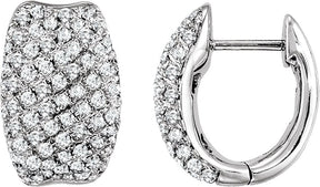 14K Gold Round Natural Diamond Pavé-Style U-Hoop Earrings