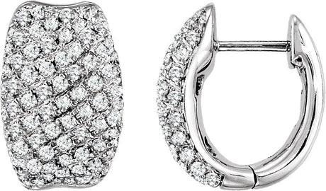 14K Gold Round Natural Diamond Pavé-Style U-Hoop Earrings
