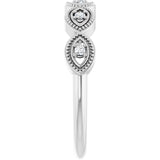 Platinum Round Natural Diamond Evil Eye Stackable Ring - view 4