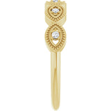 14K Gold Round Natural Diamond Evil Eye Stackable Ring - Yellow Gold - view 4