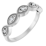 Platinum Round Natural Diamond Evil Eye Stackable Ring
