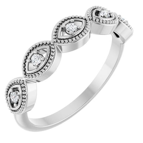 Platinum Round Natural Diamond Evil Eye Stackable Ring