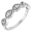 14K Gold Round Natural Diamond Evil Eye Stackable Ring - White Gold