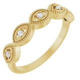 14K Gold Round Natural Diamond Evil Eye Stackable Ring - Yellow Gold