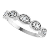 Platinum Round Natural Diamond Evil Eye Stackable Ring - view 5