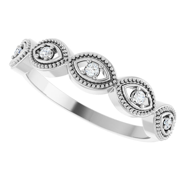 Platinum Round Natural Diamond Evil Eye Stackable Ring - view 5