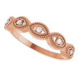 14K Gold Round Natural Diamond Evil Eye Stackable Ring - Rose Gold - view 5
