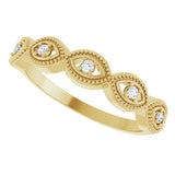 14K Gold Round Natural Diamond Evil Eye Stackable Ring - Yellow Gold - view 5