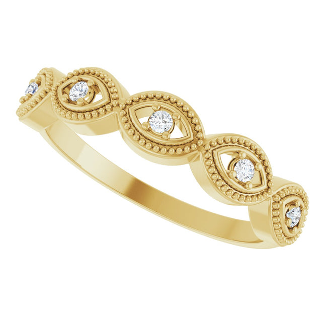 14K Gold Round Natural Diamond Evil Eye Stackable Ring - Yellow Gold - view 5