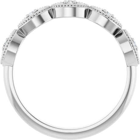 Platinum Round Natural Diamond Evil Eye Stackable Ring - view 2