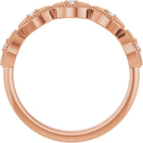 14K Gold Round Natural Diamond Evil Eye Stackable Ring - Rose Gold - view 2