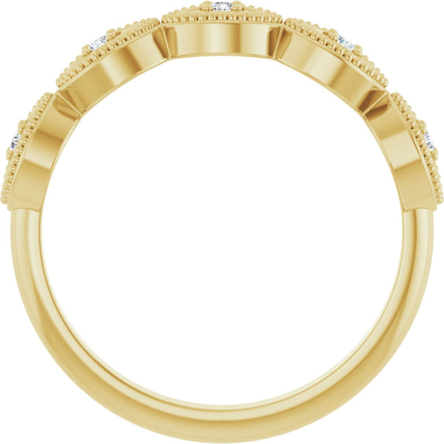 14K Gold Round Natural Diamond Evil Eye Stackable Ring - Yellow Gold - view 2