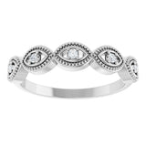 Platinum Round Natural Diamond Evil Eye Stackable Ring - view 3