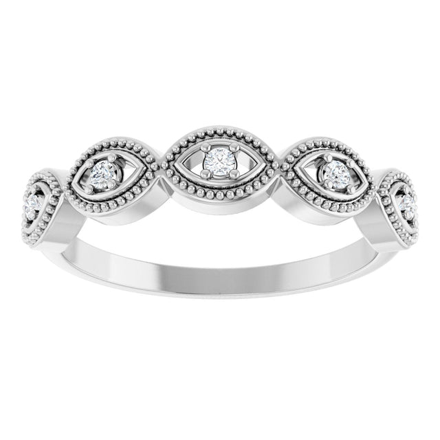 Platinum Round Natural Diamond Evil Eye Stackable Ring - view 3