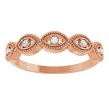 14K Gold Round Natural Diamond Evil Eye Stackable Ring - Rose Gold - view 3