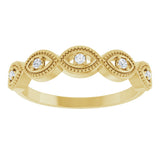14K Gold Round Natural Diamond Evil Eye Stackable Ring - Yellow Gold - view 3