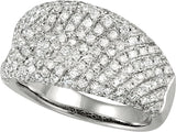14K Gold Round Natural Diamond Pavé-Style Ring - view 2