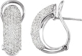 14K Gold Round Natural Diamond Pavé-Style Omega Clip Earrings - view 3