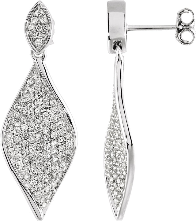 14K Gold Round Natural Diamond Pavé-Style Earrings