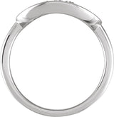 14K Gold Round Natural Diamond Accented Initial Signet Ring - White Gold - view 2