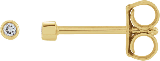 14K Gold Natural Diamond Round Micro Bezel-Set Stud Earrings - Yellow Gold