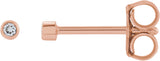 14K Gold Natural Diamond Round Micro Bezel-Set Stud Earrings - Rose Gold