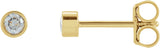 14K Gold Natural Diamond Round Micro Bezel-Set Stud Earrings – 1.25-2.5mm Stones - Yellow Gold