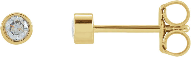 14K Gold Natural Diamond Round Micro Bezel-Set Stud Earrings – 1.25-2.5mm Stones - Yellow Gold
