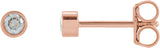 14K Gold Natural Diamond Round Micro Bezel-Set Stud Earrings - Rose Gold