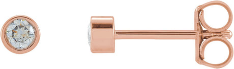14K Gold Lab-Grown Diamond Round Micro Bezel-Set Stud Earrings - Rose Gold