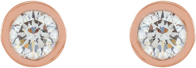 14K Gold Natural Diamond Round Micro Bezel-Set Stud Earrings – 1.25-2.5mm Stones - Rose Gold - view 2
