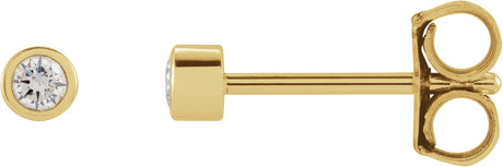 14K Gold Natural Diamond Round Micro Bezel-Set Stud Earrings – 1.25-2.5mm Stones - Yellow Gold