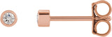 14K Gold Natural Diamond Round Micro Bezel-Set Stud Earrings - Rose Gold