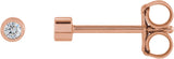 14K Gold Natural Diamond Round Micro Bezel-Set Stud Earrings – 1.25-2.5mm Stones - Rose Gold