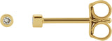 14K Gold Natural Diamond Round Micro Bezel-Set Stud Earrings – 1.25-2.5mm Stones - Yellow Gold