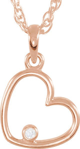 14K Gold Heart Necklace or Pendant - Rose Gold