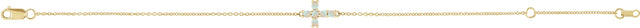 14K Gold Round Natural White Opal Sideways Cross Bracelet - Yellow Gold - view 2