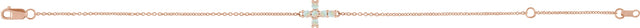 14K Gold Round Natural White Opal Sideways Cross Bracelet - Rose Gold - view 2