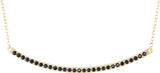 14K Gold Round Natural Blue Sapphire Bar Necklace - Yellow Gold