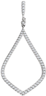 14K Gold Round Natural Diamond Geometric Necklace or Pendant - White Gold