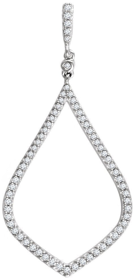 14K Gold Round Natural Diamond Geometric Necklace or Pendant - White Gold